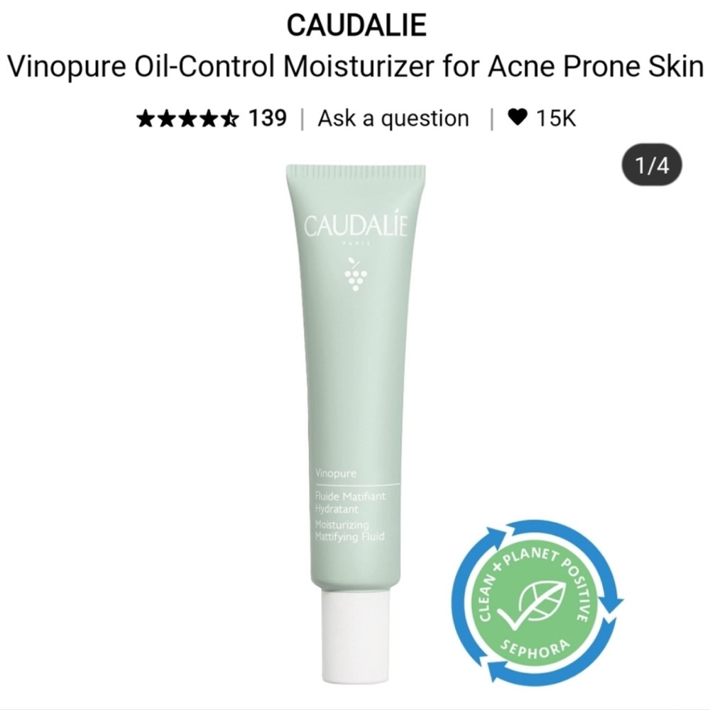 CAUDALIE Vinopure Oil-Control Moisturizer for Acne prone skin 40ml